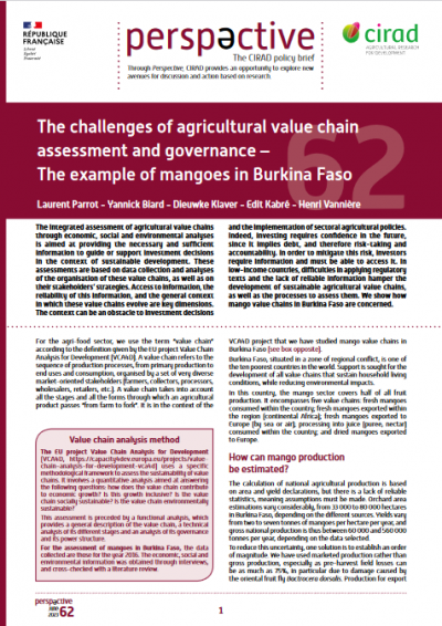 Perspective 62 mango value chain Burkina Faso